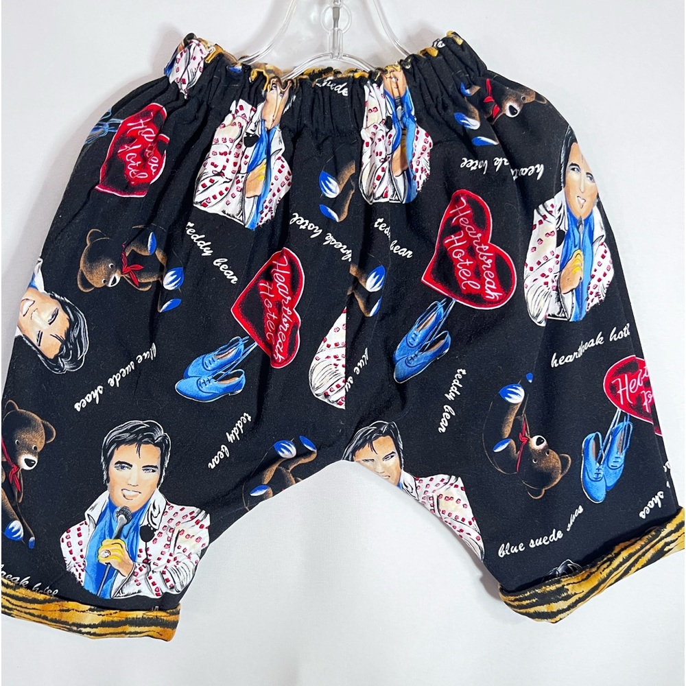 Handmade Elvis Heartbreak Hotel/Tiger Reversible Toddler Boy Pants Sz 18-24 mo